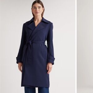 Quince Stretch Crepe Trench Coat - Navy